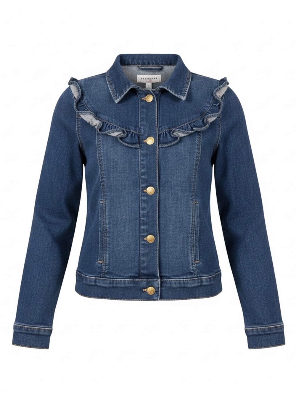 Janie and Jack Dark Blue Denim Ruffle Jean Jacket